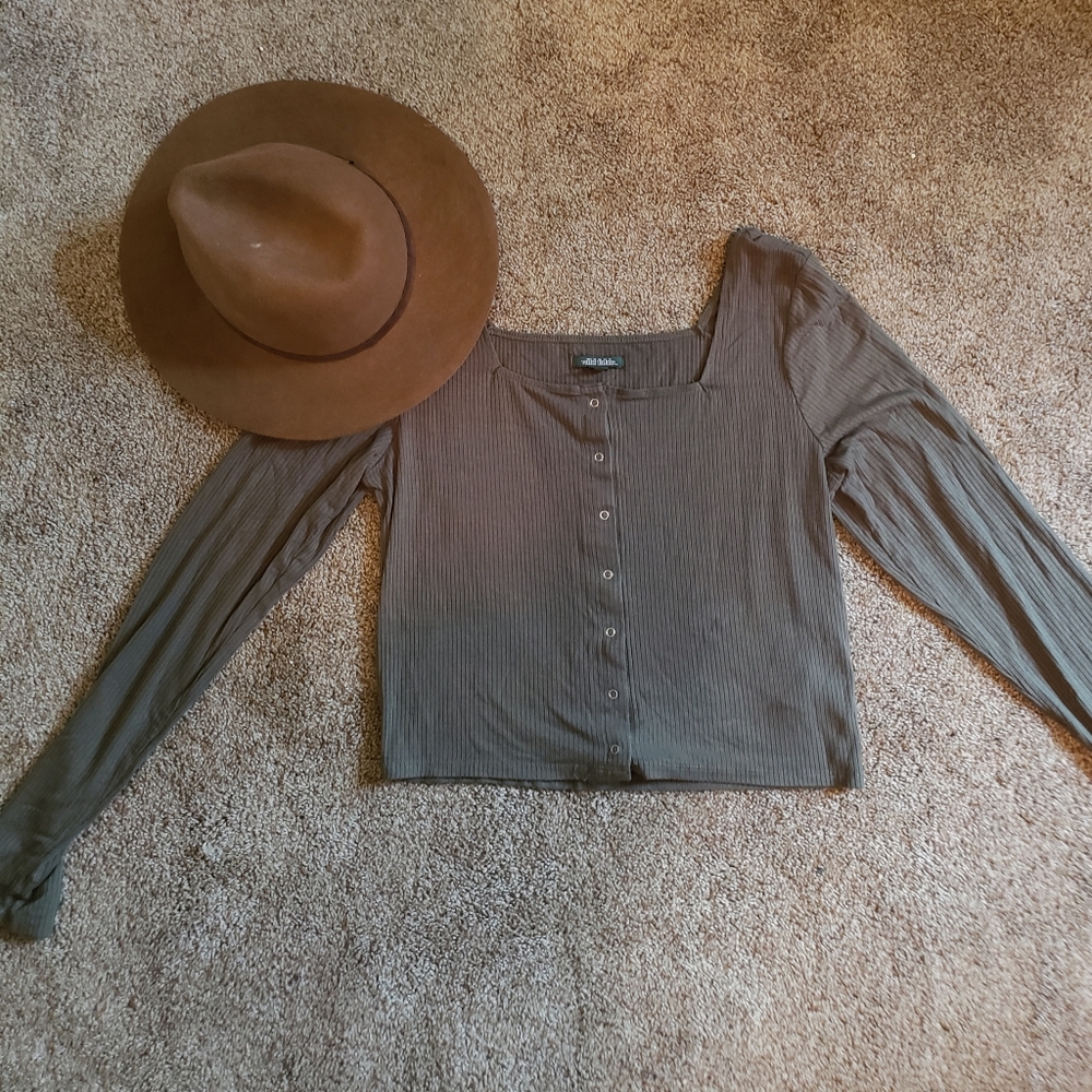 Olive green crop top